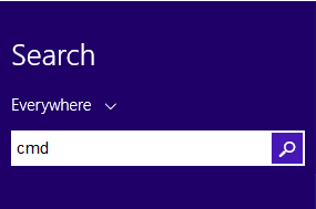 Windows 8 search for command prompt